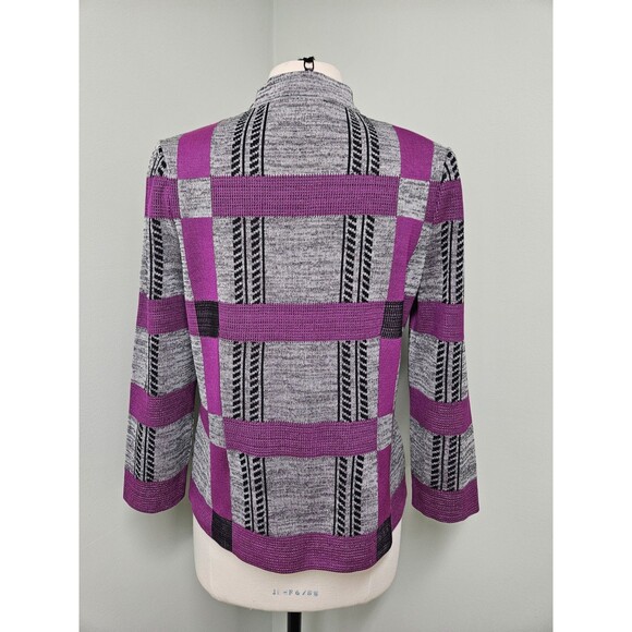 Ming Wang Blazer Plaid Stretch Acrylic Polyester Cardigan Sz Small NWT - Picture 5 of 7